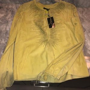 GUCCI (w tags) leather suede blouse